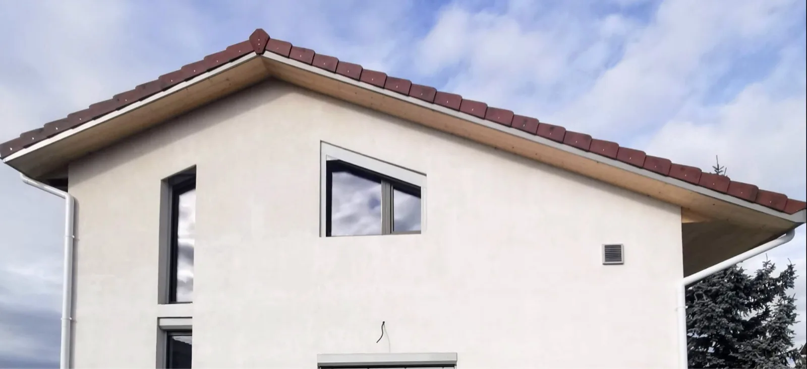Toiture isolée — Chevrons porteurs 2 pans, débord 1 m